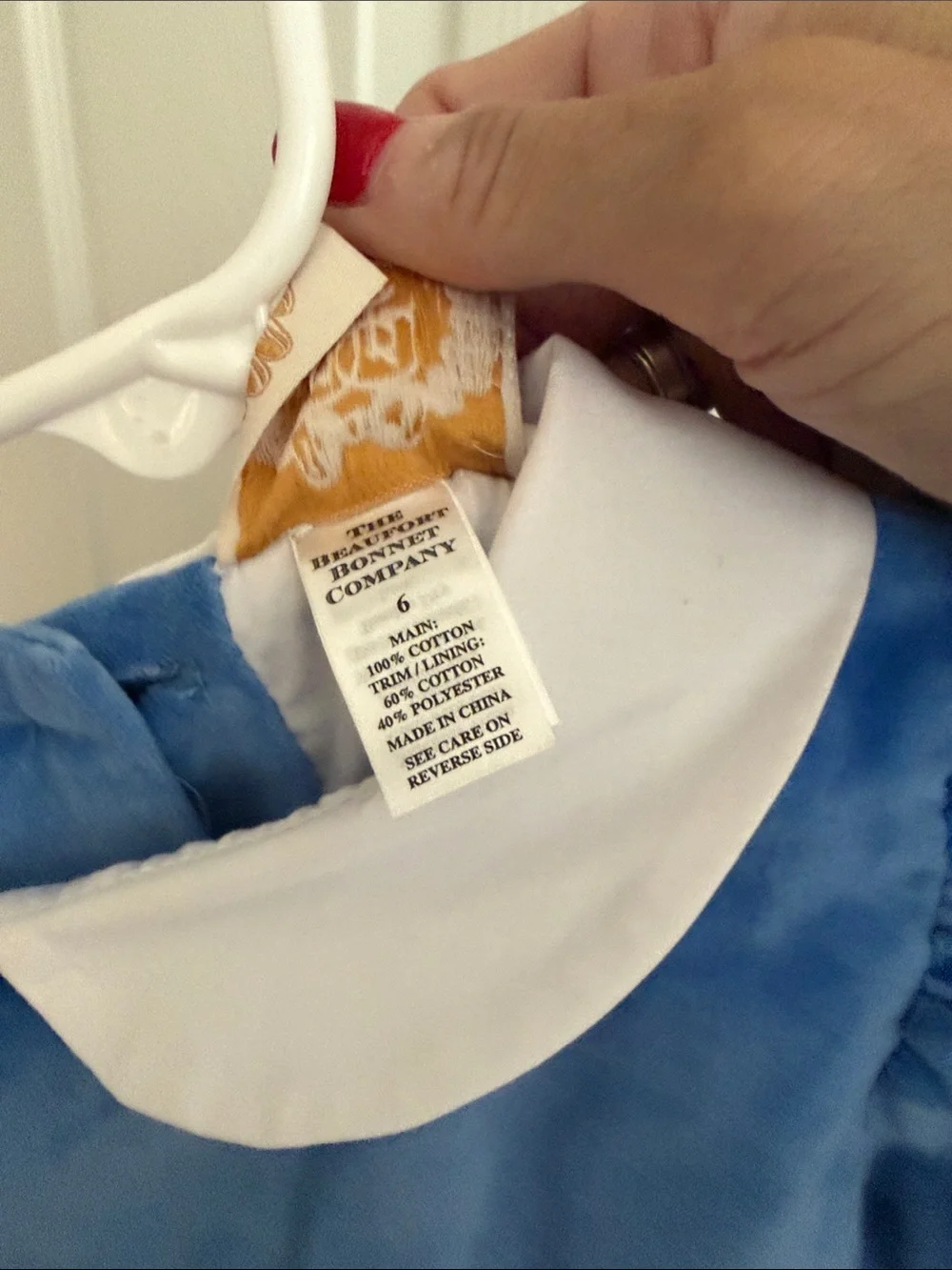 The Beaufort Bonnet Company Blue Velvet Girls dress